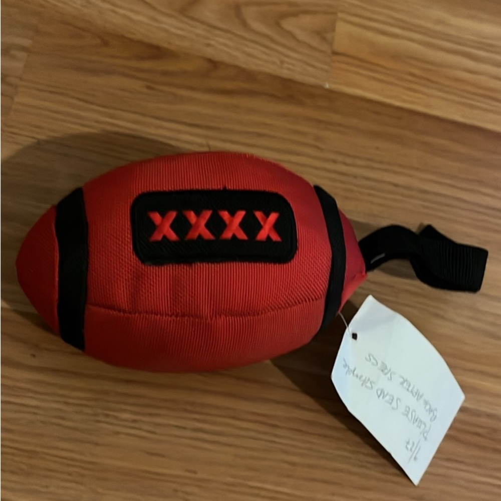 Pets First Red and Black Plush Football Toy